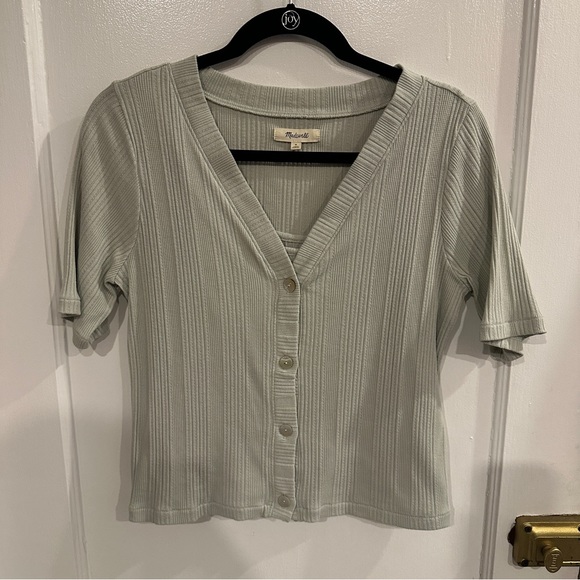 Madewell Pointelle Cardigan Twin Set, M, Ashen Sage, like new - Picture 2 of 8